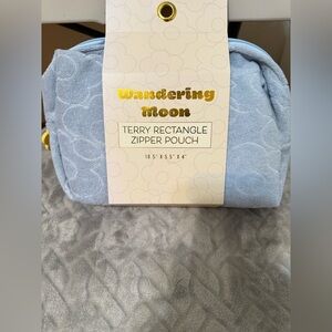 Blue Terry Rectangle Zipper Pouch